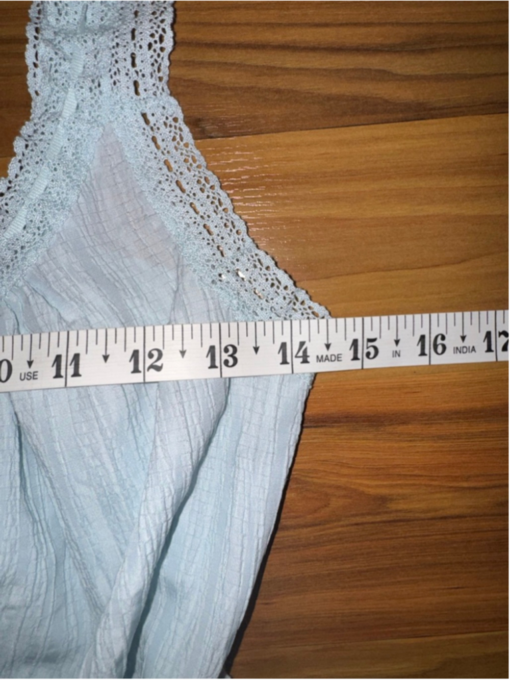 American Eagle Coquette Lace Trim Peplum Top Cottagecore Baby Blue Tank Small - Picture 8 of 9